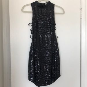 Black sequin mini dress